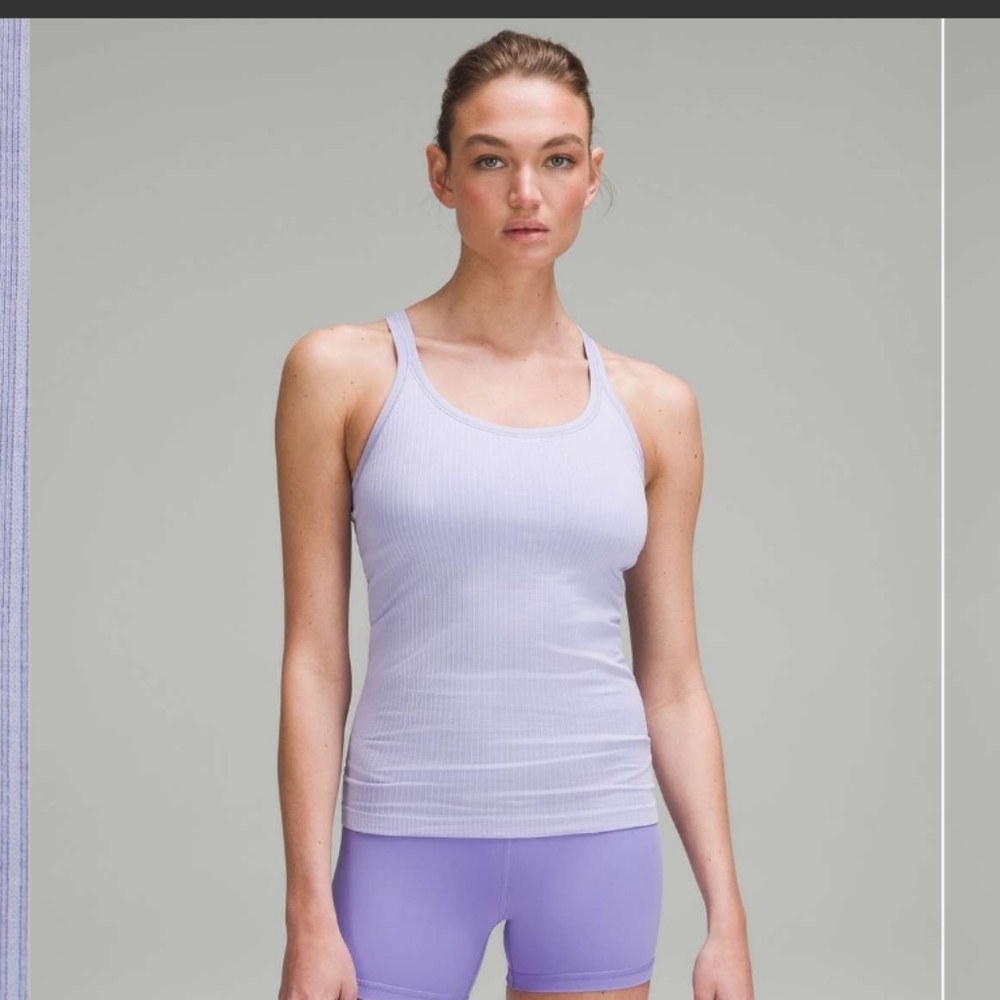 Lululemon Ebb to Street Ribbed Racerback Tank Top Size 10 Lilac Smoke